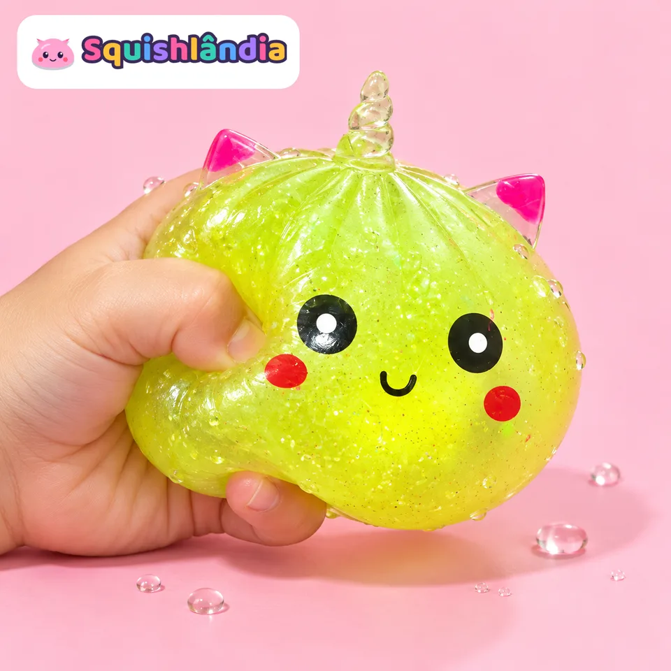 Mão apertando o squishy